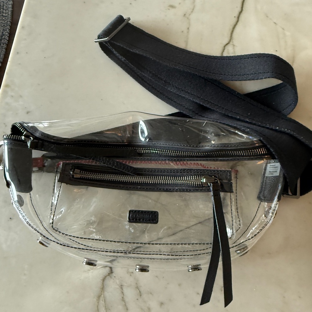 Clear Hammitt Charles Belt Bag with Black Trim